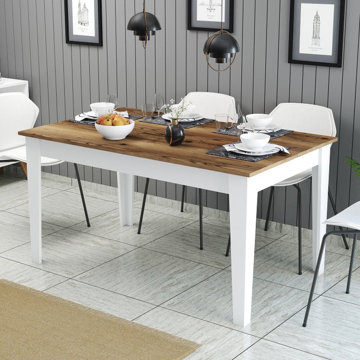 Hanah Home Milan 520 Mesa de Comedor Nogal y Blanco
